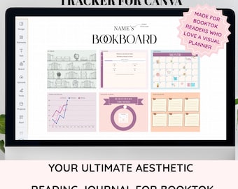 Interactive Book Tracker Canva | Reading Journal (Digital Download