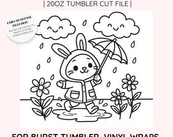 Bunny Tumbler SVG | Rainy Rabbit 20oz Cut File