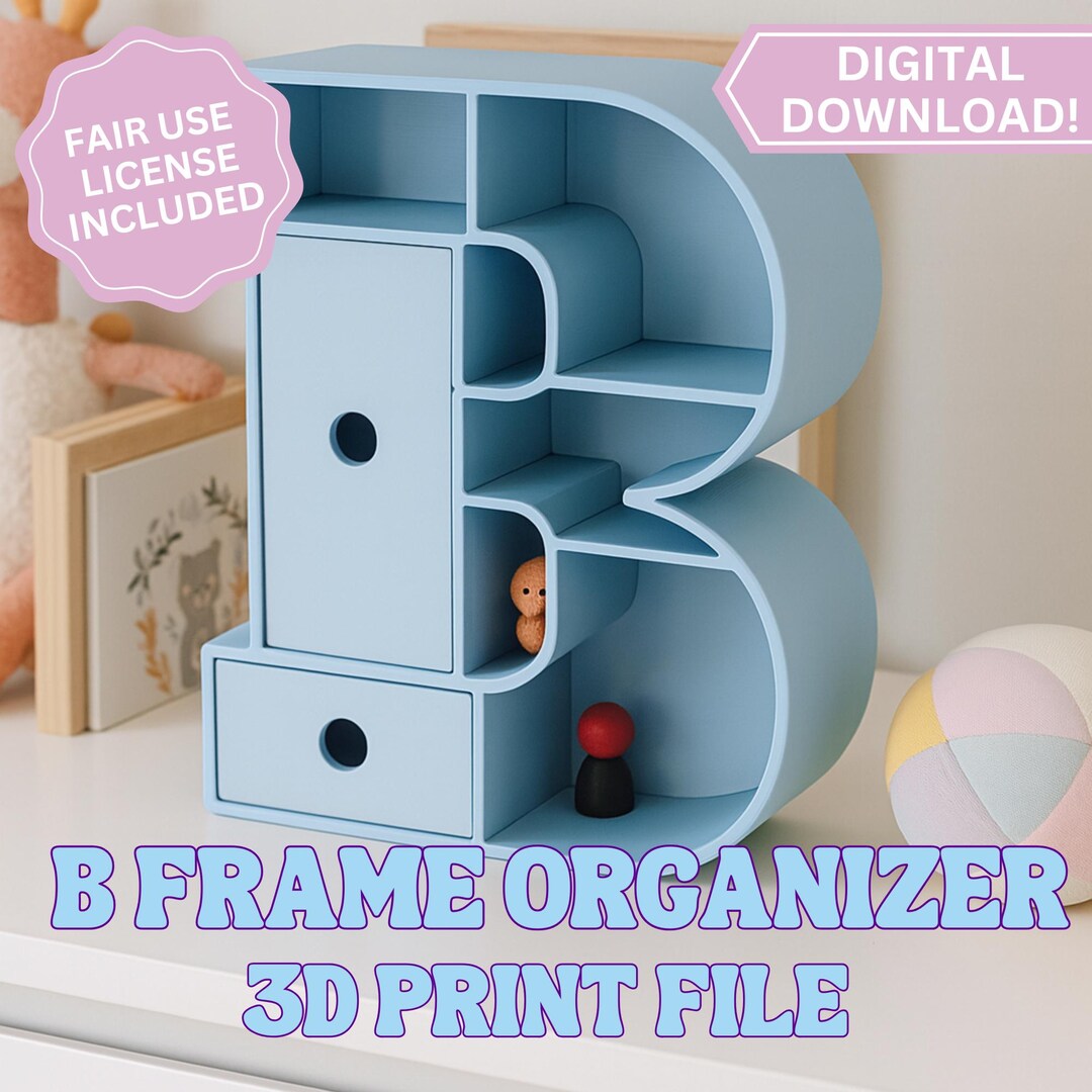 File Folder Idead Letter B Letter B Shelf With Drawer STL | 3D Print Alphabet Organizer (digital ...