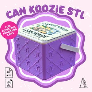 Coquette Bow kylväska med 4 burkar i STL-format, mönstervadderad dryckesbärare (digital nedladdning)