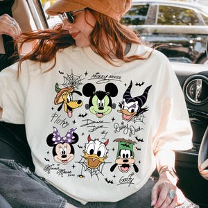 Comfort Colors Coquette Bow Mickey & Friends Halloween Shirt, Retro Disney Halloween Tee, Mickey&#39;s Not So Scary Party Family Matching Shirt
