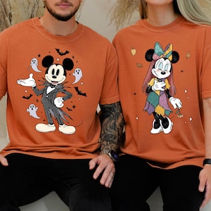 Comfort Colors® Mickey and Minnie Halloween Couple Shirts, Mickey Ghost Shirt, Minnie Ghost Shirt, Spooky Season Shirt, Kids Halloween Tee