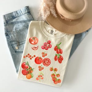 Comfort Colors® Tomato Shirt, Fruit Shirt, Botanical Shirt, Cottagecore Clothing Vegan Shirt, Garden Shirt Vegetable Shirt,Aesthetic Clothes
