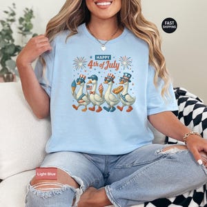 Funny 4th of July Duck Shirt – Patriotic Goose T-Shirt, Independence Day USA Flag Tee, American July 4th Shirt, Cute Summer Party Outfit