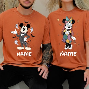 Comfort Colors® Mickey and Minnie Halloween Couple Shirts, Mickey Ghost Shirt, Minnie Ghost Shirt, Spooky Season Shirt, Custom Halloween Tee