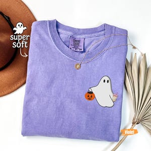 Comfort Colors® Сute Ghost Coffee Shirt, Сute Little Ghost Iced Coffee t-shirt, Boo Ghost Shirt, Ghost Coffee Shirt, Halloween Coffee Lovers
