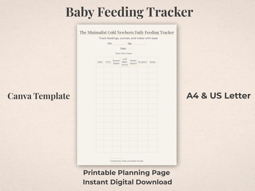 Newborn Feeding Log Printable PDF, Breastfeeding & Bottle Tracker, Baby ...