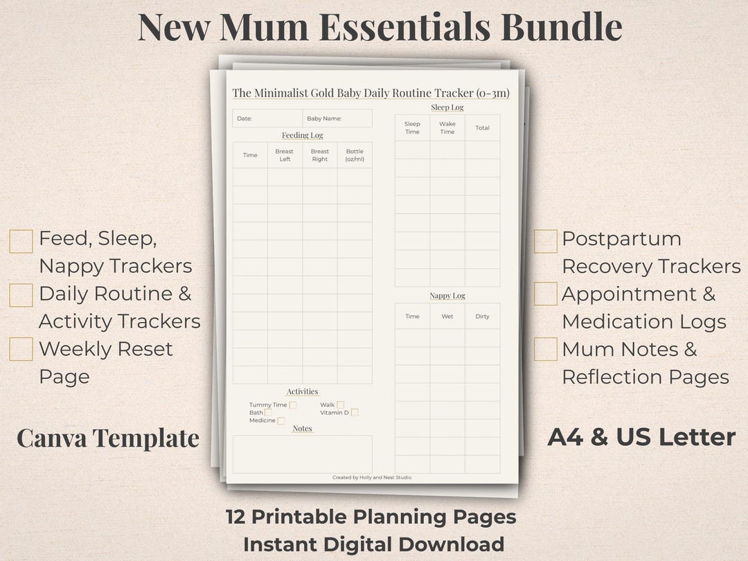 Newborn Routine Pdf Newborn Baby Planner Bundle Printable PDF, Feeding Sleep Nappy Log ...