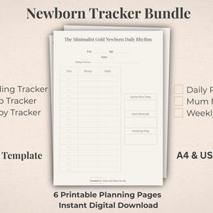 Newborn Baby Planner Bundle Printable PDF, Feeding Sleep Nappy Log, Baby Tracker, New Mom Planner