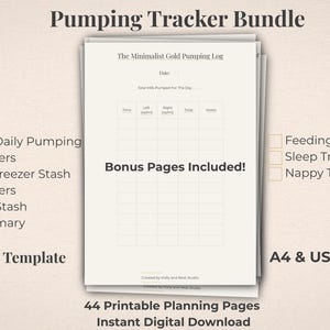 Breast Milk Pumping Log & Freezer Stash Tracker Printable PDF, Breastfeeding Tracker, Milk Supply Log, Pumping Planner