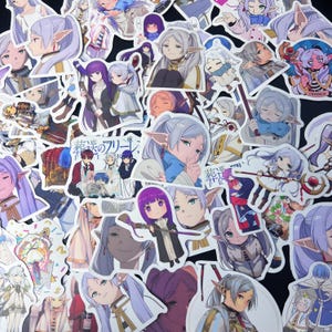 Frieren anime stickers, 1-50 assorted Frieren anime stickers, cute waterproof anime vinyl stickers for water bottle, laptop, notebook