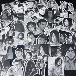 Adesivos de anime e mangá Eren, 50 adesivos sortidos de anime e mangá Titan, adesivo de vinil de anime à prova d'água para garrafa de água, laptop, caderno, presente