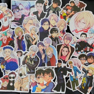 Pegatinas de anime Yuri on Ice, 1-100 pegatinas de anime de patinaje sobre hielo, lindas pegatinas de vinilo de anime a prueba de agua para botellas de agua, computadoras portátiles, cuadernos, regalos