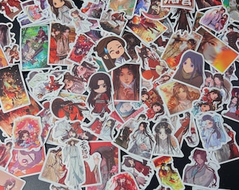 Heaven Official&#39;s Blessing Stickers, 1-130 assorted tcgf stickers, waterproof Manhua anime stickers for water bottle, laptop, notebook