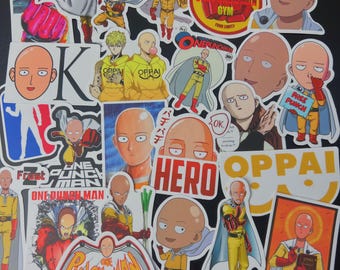 Anime stickers, 1-50 assorted punch man anime stickers, cute waterproof anime vinyl stickers for water bottle, laptop, notebook