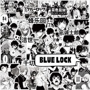 Adesivos de anime e mangá Blue Lock, adesivo de mangá de anime de futebol 70, adesivo de vinil de anime à prova d'água para garrafa de água, laptop, caderno, presente