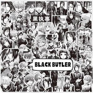 Adesivos de mangá de anime Black Butler, 75 adesivos de mangá variados, adesivos de vinil de anime à prova d'água para garrafa de água, laptop, caderno, presente
