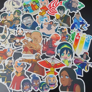 Anime stickers, 1-100 assorted air bender anime stickers, cute waterproof anime vinyl stickers for water bottle, laptop, notebook