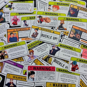 Adesivos de aviso de anime, adesivos de aviso de carro de anime de 1 a 100, adesivos de vinil à prova d'água de anime variados para garrafa de água, laptop, caderno