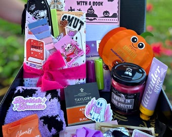 Spicy Romance Blind Date with a Book Box – Spooky Boo Box Bundle with Self-care & Funny Candle | Cozy Fall Halloween Gift