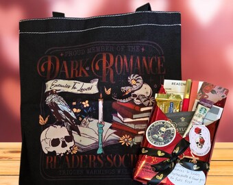 Dark Romance Premium Blind Date with a Book & Dark Romance Readers Tote Bag Gift Bundle for Book Lovers