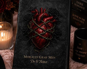 Kindle-hoesje met duistere romantiek | Moreel dubieuze mannen doen het beter | Gotische anatomische hart-Kindle-cover | Paperwhite Folio | BookTok-cadeau voor de lezer