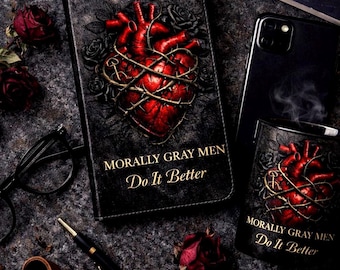 Dark Romance Kindle Case Morally Gray Men Do It Better: Gothic Anatomical Heart Folio Paperwhite Cover BookTok Reader Gift Dark Academia