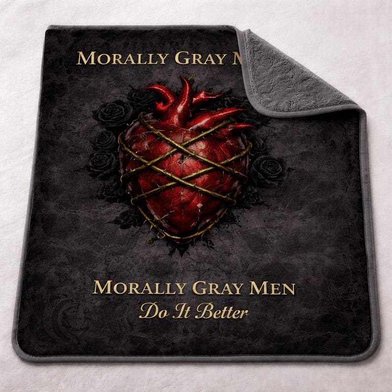 Morally Gray Men Plush Throw - Dark Romance BookTok Home Decor Morally Gray Hearts Collection Gothic Anatomical Heart Fleece Flannel Blanket image 6
