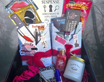 Secrets & Suspense Thriller Mystery Luxury Blind Date with a Book Gift Box – 2 Books with Interactive Case File, Knife Bookmark, and Candle