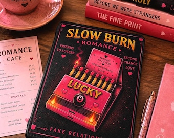 Slow Burn Romance Kindle Case | BookTok Kindle Cover | Friends to Lovers Romance Reader Gift | Pink Retro E-Reader Case
