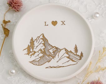 Mountain Summit Couple Ring Dish/Engagement Gift  / Personalised Ring Dish / Newlyweds Gift / Personalised Jewellery Dish / Wedding Gift