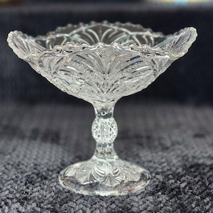 Vintage Bryce Higbee Bonair Pattern Compote Dish, EAPG Footed Bowl, Circa 1900s
