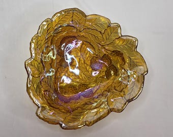 Vintage Indiana Glass | Loganberry Marigold Carnival Glass Bowl | 1960s - 1970s