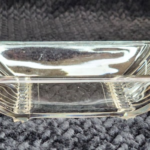Vintage Pressed Glass Rectangular Dish – Clear Glass Trinket, Mid-Century