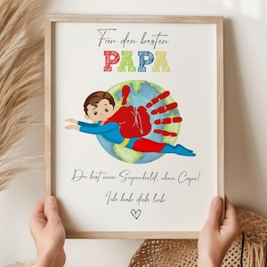 Father's Day gift, Dad's birthday, personalized birthday gift, baby shower gift, handprint baby gift, DIY digital superhero gift