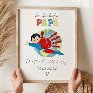 Father's Day gift, Dad's birthday, personalized birthday gift, baby shower gift, handprint baby gift, DIY digital superhero gift