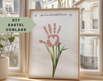 Regalo para mamá, Día de la Madre, Cumpleaños, Regalo personalizado para nacimiento, Huella de mano, Plantilla de artesanía DIY, Huella de bebé para madre e hijos