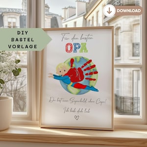 Gift Grandpa Birthday Grandpa Birthday Gift Grandfather Birthday Personalized Handprint Grandchildren Gift DIY Gift Digital