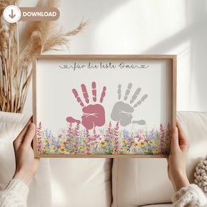 Regalo para el Día de la Madre, Cumpleaños de la Abuela, Regalo de Cumpleaños de la Abuela, Cumpleaños, Huella de Mano Personalizada, Regalo para Nietos, Regalo DIY, Regalo Digital