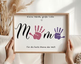 Regalo para mamá, Día de la Madre, Cumpleaños, Regalo personalizado para nacimiento, Huella de mano, Plantilla de artesanía DIY, Huella de bebé para madre e hijos