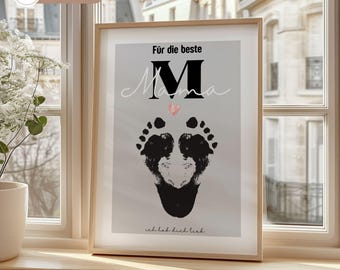 Regalo para mamá, Día de la Madre, Cumpleaños, Regalo personalizado para nacimiento, Huella de mano, Plantilla de artesanía DIY, Huella de bebé para madre e hijos