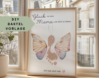 Regalo para mamá, Día de la Madre, Cumpleaños, Regalo personalizado para nacimiento, Huella de mano, Plantilla de artesanía DIY, Huella de bebé para madre e hijos
