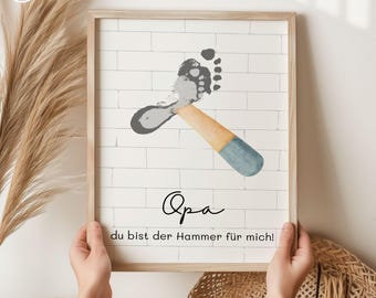Gift Grandpa Birthday Grandpa Birthday Gift Grandfather Birthday Personalized Handprint Grandchildren Gift DIY Gift Hammer