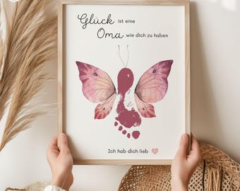 Gift for grandma for her grandchild's birthday Baby footprint Grandma gift Handprint craft template to print out homemade