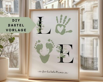 Gift Mom Mother's Day Grandma Mother's Day gift personalized gift for birth handprint DIY craft template mother children baby love
