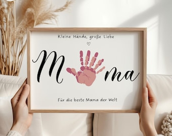 Regalo para mamá, Día de la Madre, Cumpleaños, Regalo personalizado para nacimiento, Huella de mano, Plantilla de artesanía DIY, Huella de bebé para madre e hijos