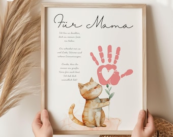 Gift Mom Mother's Day Birthday Mother's Day Gift Personalized Gift Handprint DIY Craft Template Mother Children Baby Flower