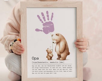 Grandpa Gift Birthday Grandpa Birthday Gift Father's Day Birthday Personalized Handprint Grandchildren Gift DIY Gift Digital