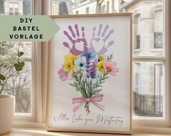 Regalo para el Día de la Madre, regalo para el Día de la Madre, regalo personalizado para la abuela, huella de mano, plantilla de manualidades DIY, huella de bebé para madre, hijos y nietos.