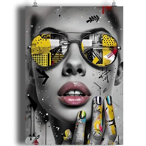 Neon Grit Graffiti Wall Art Print | Bold Pop Art Female Portrait Poster | Urban Street Style Decor | A2 A3 A4 Sizes | Unframed Print